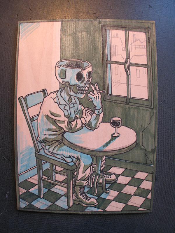 oldbookillustrations:  A woodcut today: from the first idea, to the elaborate sketch