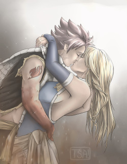 tsademcxo:  ”Together is always better”Love my OTP!Natsu and Lucy - from the anime/manga Fairy Tail  by Hiro MashimaArt by me :)