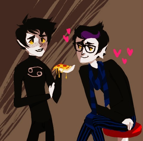 oliverandthesorts:eridan isn’t checkin out that pizza karkat but he’s gettin some ideas from that mu