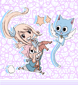 neeji: Lucy Heartfilia ft. Natsu &amp; Happy for @pleu ♡ Happy birthday Michelle!