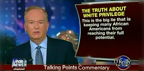 mediamattersforamerica:Bill O’Reilly “does not believe in white privilege,” saying it’s a “big lie that is keeping some African-Americans from reaching their full potential.”Now back to reality:One in 3 black men can expect to go to prison