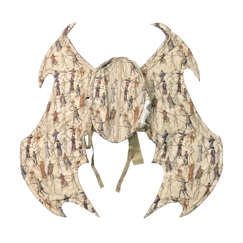 tapireye: Undercover Bat Wings Backpack with Dancing Medieval Skeletons Print