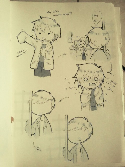 chiyo-csc:  Thanks semi-poly for giving me the idea when Hiro tries on Tadashi’s sweater ●—-●)