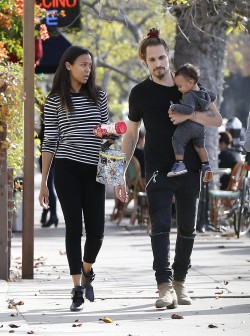 Soph-Okonedo:zoe Saldana And Husband Marco Perego Out With Twins Cy And Bowie