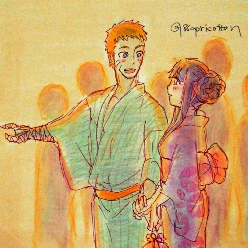 86apricotton:  1h Drawing(Naruhina_ver/Summer festival)  框(キョウ) 