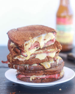 foodishouldnoteat:  do-not-touch-my-food:  Pastrami and Caramelized Onion Grilled Cheese.  if you love food follow my blog! 