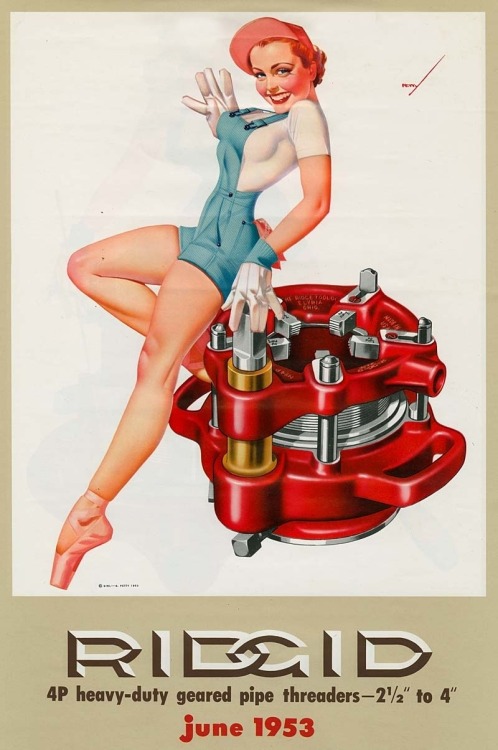 boomerstarkiller67: art by George Petty - Ridgid Tool Company calendars (1952-1956)