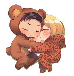 pandamatcha: Hugging his favorite bear (