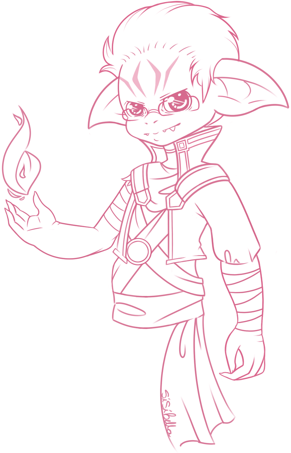 zojja:  sisi-doodles:  W.I.P Line art of my dear friend Tom&rsquo;s asura Elementalist