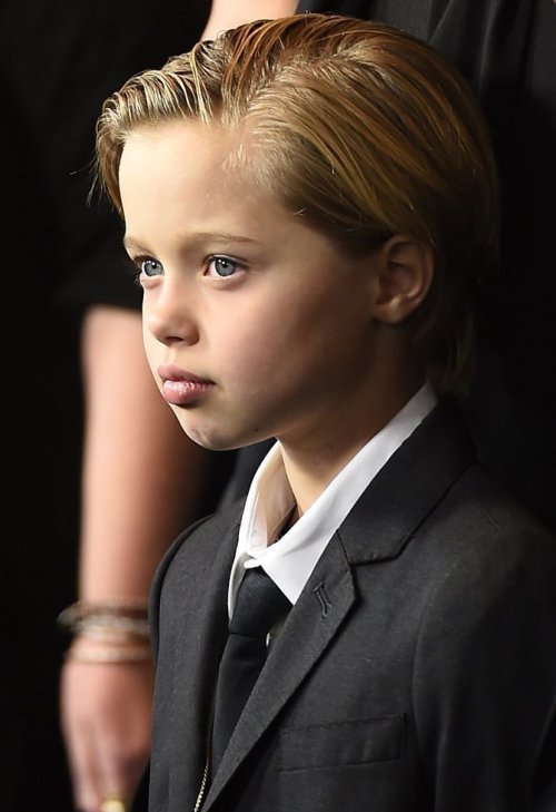 thecuckoohaslanded:liquorinthefront:How cute is Shiloh Jolie-Pitt in her suit?!The Jolie-Pitt family