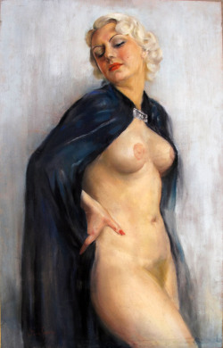 artiebagagli:Vittorio Gussoni - Female Nude with Cloak