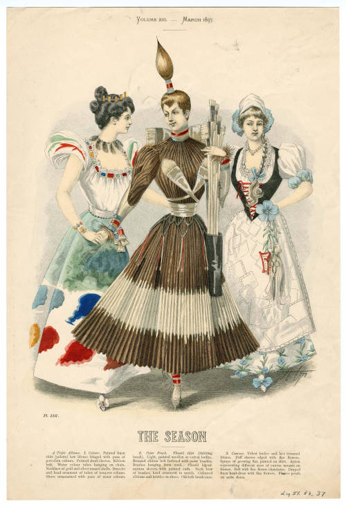 A group costume featuring “Colors”, “Paint Brush” and “Canvas” from the March 1897 edition of “The S