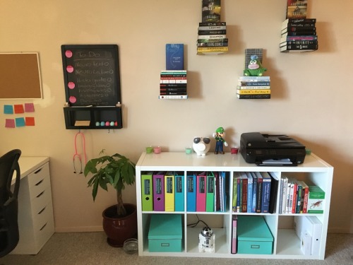 vet-in-progress:An updated picture of my study space, now that it actually has stuff in it!