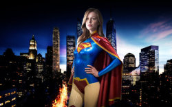 celebsinlatex:  Melissa in her new super girl outfit