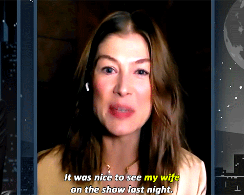 gaytomicblonde:eiza gonzalez and rosamund pike: calling each other “my wife”