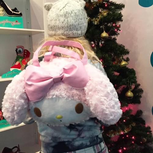 New Sanrio Original My Melody Plush backpack! Features a pastel soft My Melody with faux leather bac