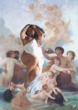 davemaster300:  afatblackfairy: missprimproper:  Imitating Art using Naissance de Venus (Birth of Venus) by William-Adolphe Bouguereau 💋  Loooove  🙌 Best Painting in The World 🙌