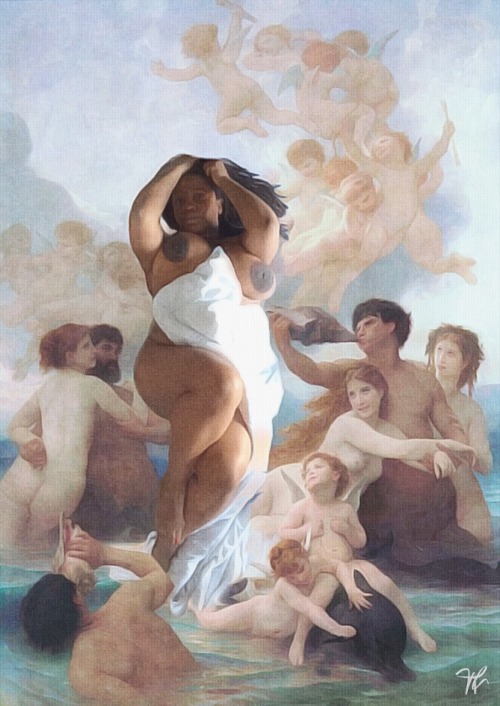 missprimproper:Imitating Art using Naissance de Venus (Birth of Venus) by William-Adolphe Bouguereau