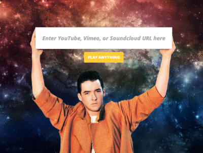 Our advertising side project… Play Anythi.ng.
Say Anything’s Lloyd Dobler plays your favorite songs, but not in a weird stalker way.