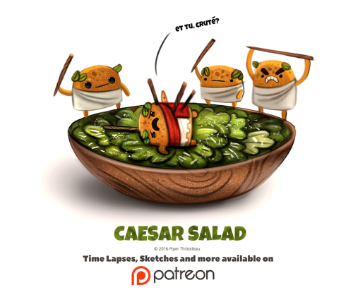 cryptid-creations: Day 1391. Caesar Salad by Cryptid-Creations Time-lapse, high-res and WIP sketches