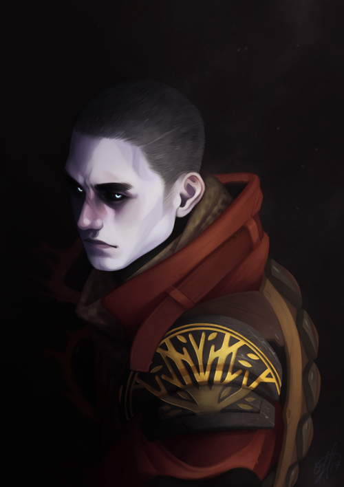 Here’s a painting I did of my warlock, Osprey, a while ago. In his storyline he progressively grows 