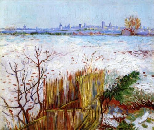 nataliakoptseva:  Snowy Landscape with Arles in the Background, 1888. Vincent van Gogh