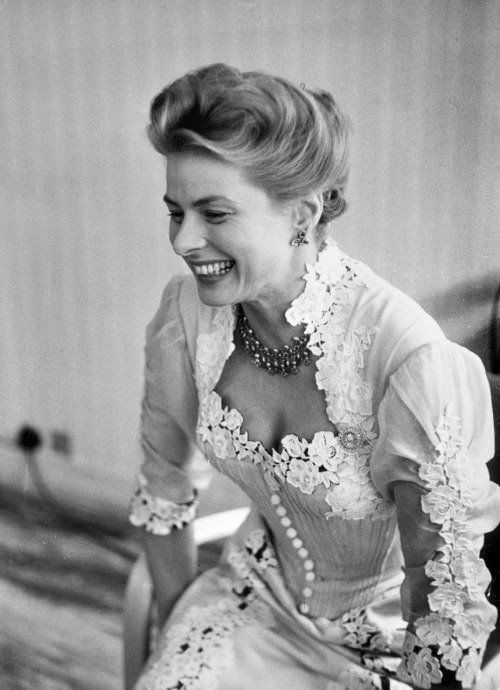 petersonreviews:Ingrid Bergman photographed by Thurston Hopkins on the set of Elena and Her Men, 195