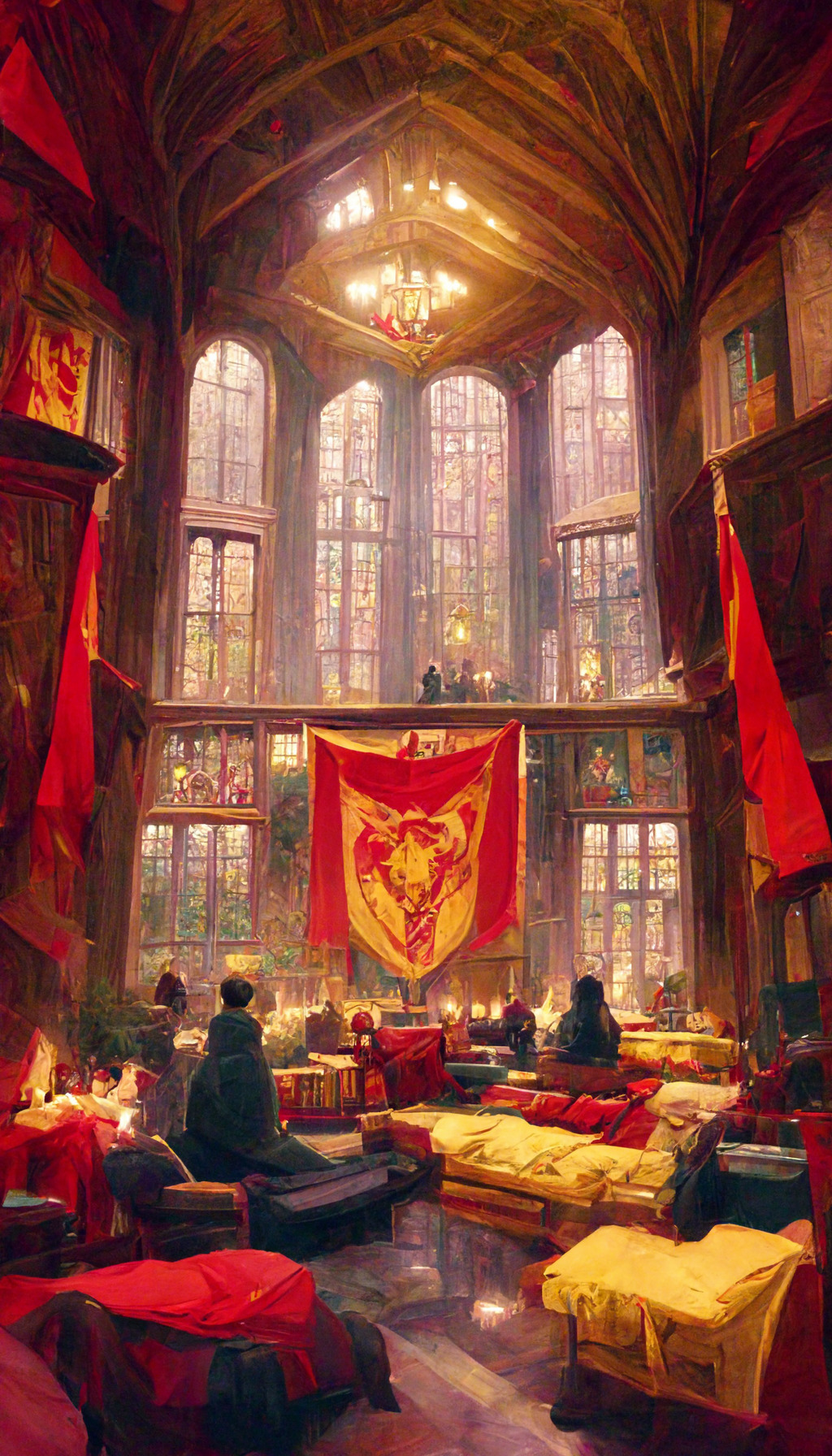 elina-clevergull:Hogwarts&rsquo; Houses Common Rooms by Midjourney AI 