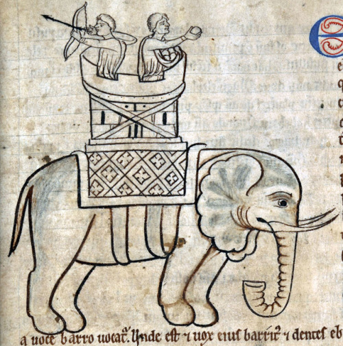 discardingimages: war elephant bestiary, England 12th century BL, Add 11283 fol. 4r