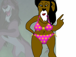 what-the-fuck-deviantart:  The Lion King Scar in a Bikini (by ChemiGlovesR) ((*cue opening music for Lion King*))  No one could Be Prepared&hellip;. Not for this.