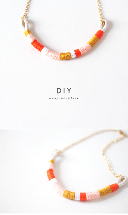 motleymakery:How to make this quick & easy Thread-Wrapped Necklace:From The Lovely Drawer.