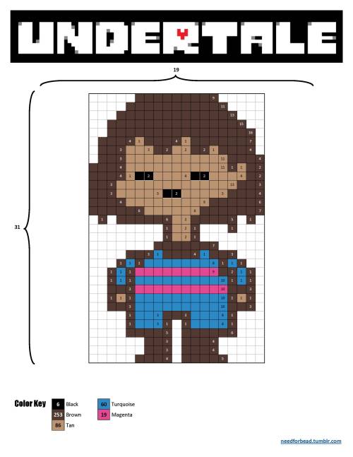 Undertale:  FriskUndertale is owned by Toby Fox. Find more Undertale perler bead patterns and links 