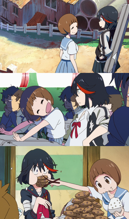 reeves3:  thechosenjuan:  “Up until now, the only friends I had were in my head. But then I met Ryuuko and I made a real one! Winning at friendship means winning at life!”   Their friendship is just the best thing ever. 
