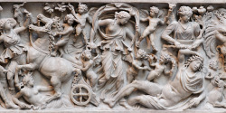 lionofchaeronea: Selene, goddess of the moon, and her mortal lover Endymion.  Roman marble sarcophagus, artist unknown; 3rd cent. CE.  Found at Ostia; now in the Metropolitan Museum of Art.  Photo credit: Marie-Lan Nguyen/Wikimedia Commons.