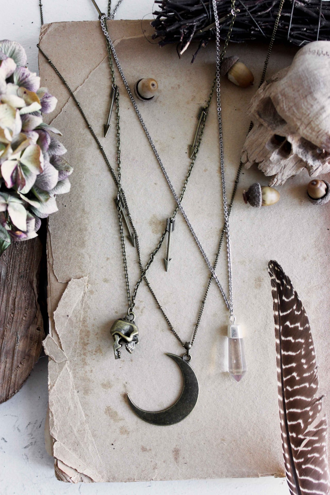 . Boudoir du Chaman Necklaces & Corbal’s wood skull .