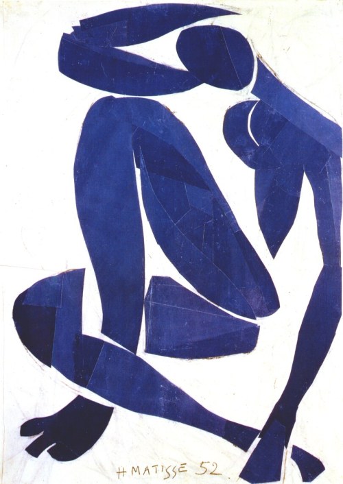 dappledwithshadow:  Seated Blue Nude IV, Seated Blue Bude IIIHenri Matisse, 1952Paper cut-out and gouache 