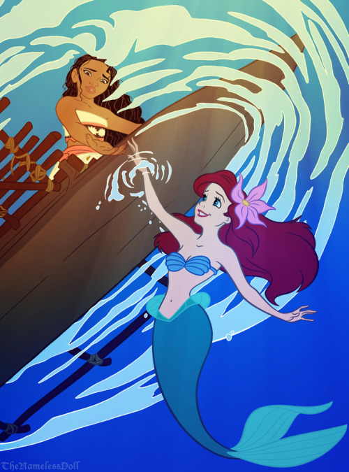 thenamelessdoll:Wanted to do something else with Moana and Ariel so I decided to make another colori