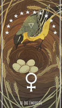 The Empress card in Birds Tarot by Fiona Marchbank