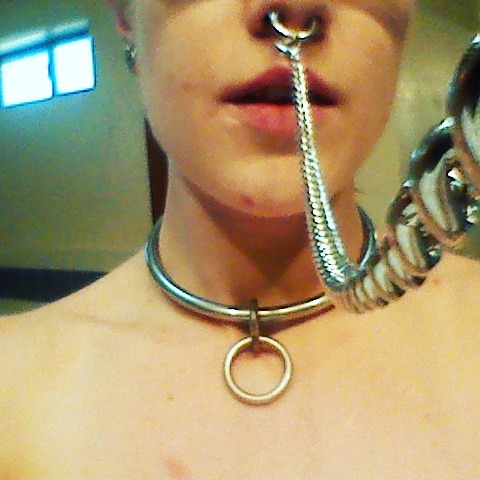 nicesadist: mamaisonclose:  deargreyh0und: My septum leash Tenue par le bout du nez…  the size of th