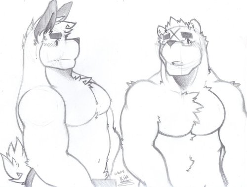 kmfantasies:  A drawing from last year’s practice .3.This is my dad Blanc Mizuki (Blanc is a Fantasy Bunny just like me~) and my gym sensei Ted Kumata (Ted is a big adorable Honey Polar Bear~).Drawn in 6/6/2015 by me of course. .3.I love my dad and