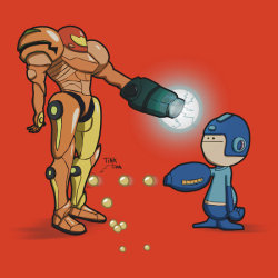 thenintendard:  Samus Vs Megaman by Aniforce