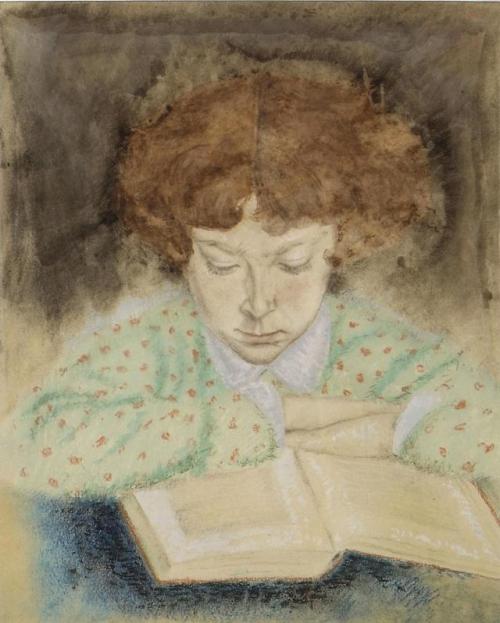 Young Girl Reading   -   Teixeira de Mattos, Joseph , 1928.Dutch, 1892-1971Pastel on coated paper , 