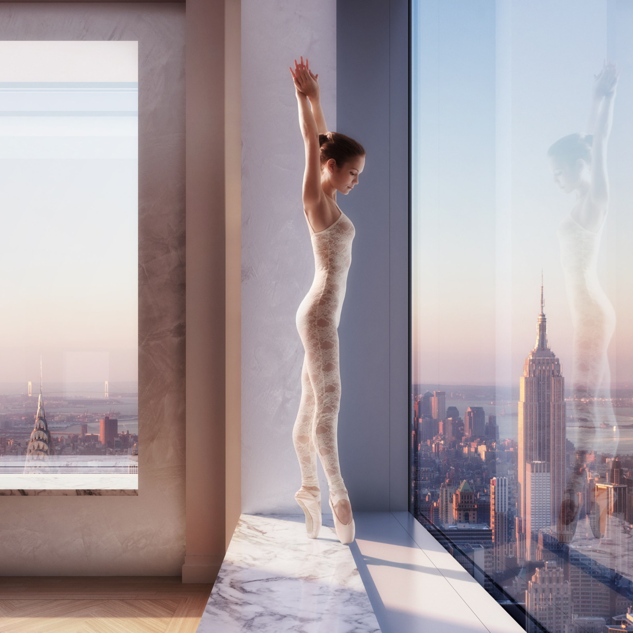 bonjourmadame:  Une Madame sur le toit du monde &lt;3 Ballerina over NYC par Vik