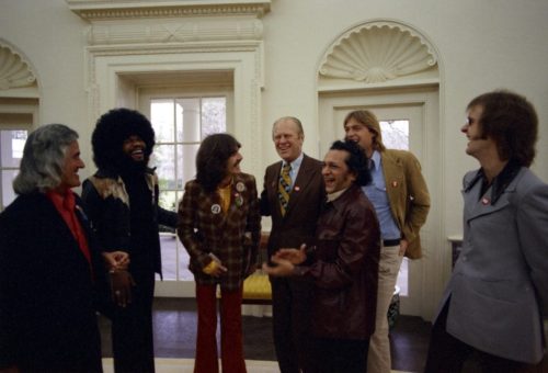 George Harrison at the White HouseOn December 13, 1974, keyboardist Billy Preston, sitarist Ravi Sha