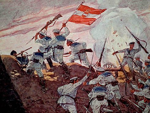 austria-hungarymonarchist-blog: Boxer Rebellion, Austro-Hungarian sailors storming a fortress