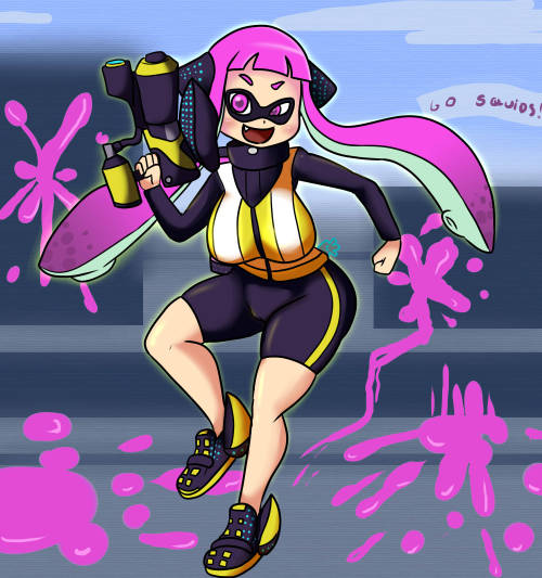 asknikoh:  A commission that ended up having ton of color variationsFemale Inkling from Splatoon.This little shits are too cool.I dont care if i dont have the game (nor a wii u….): I WANT THE AMIIBO!  < |D’‘‘‘