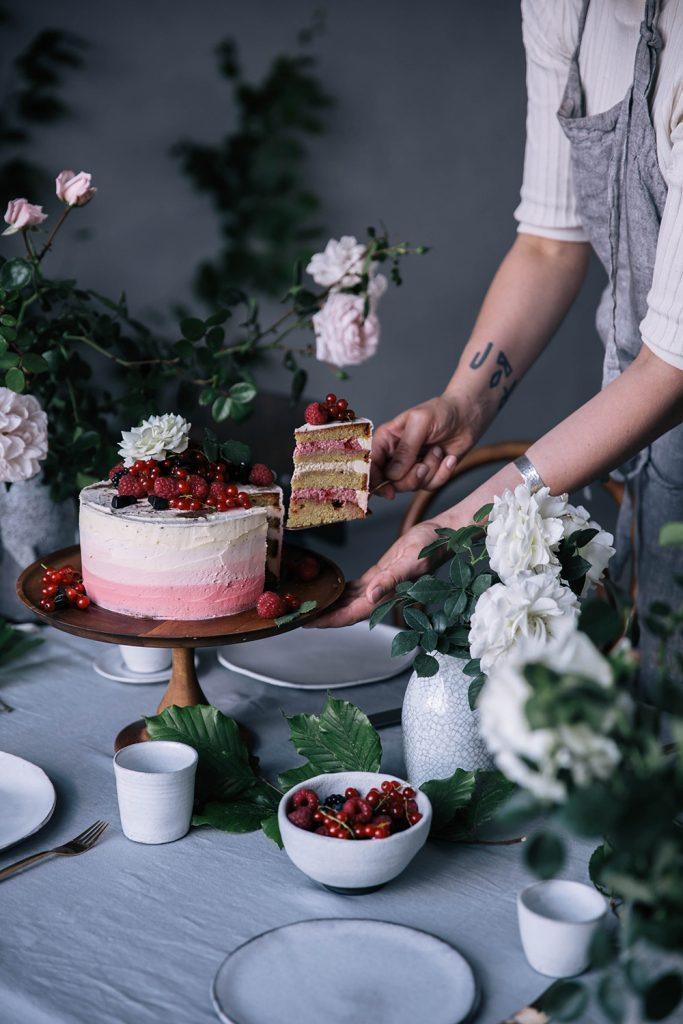 sweetoothgirl:    Gluten-free Raspberry Licorice Ombre Cake  