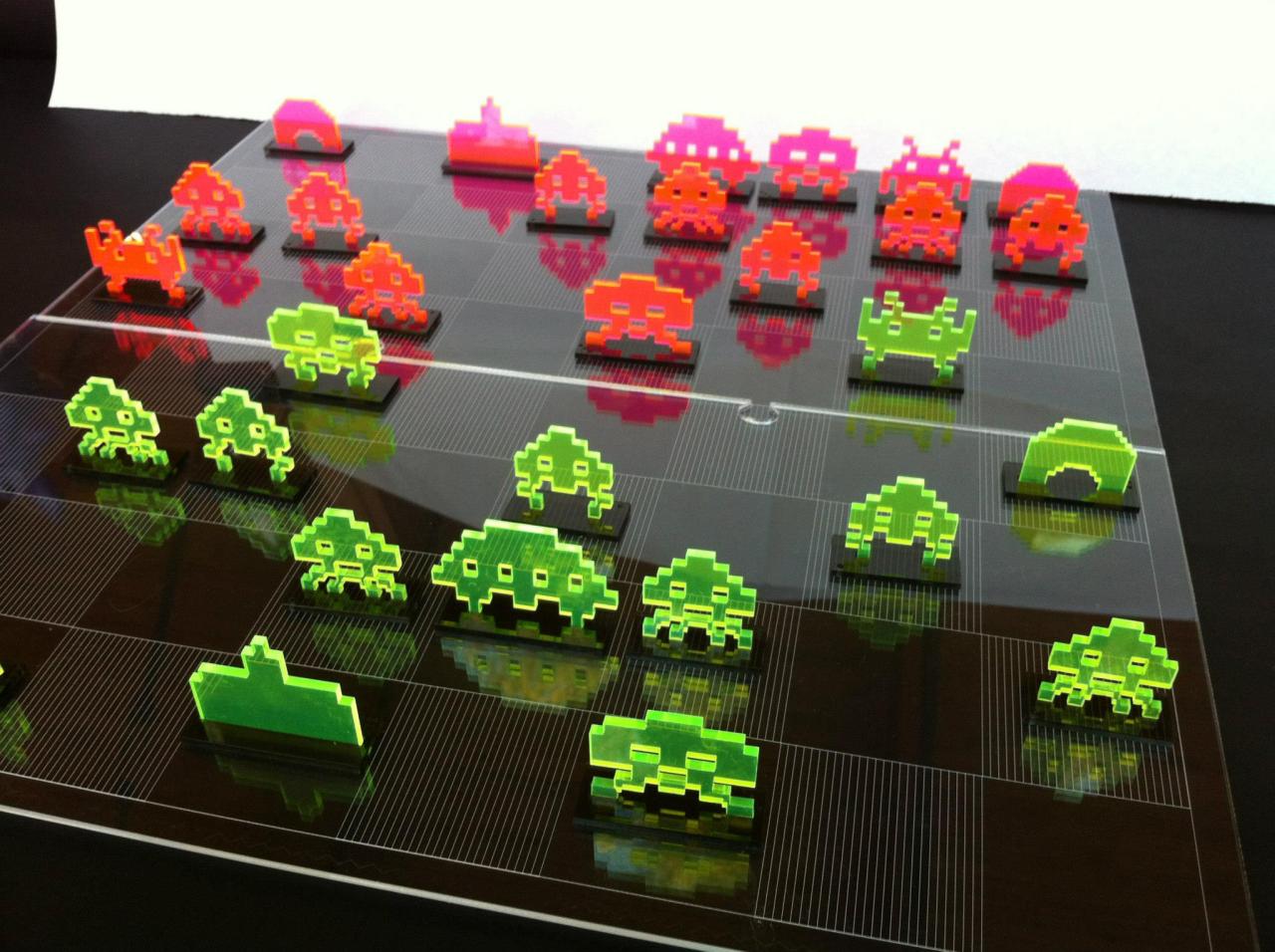 it8bit:  Space Invader Chess Set Created by NMI Laser || Facebook Back this Kickstarter.