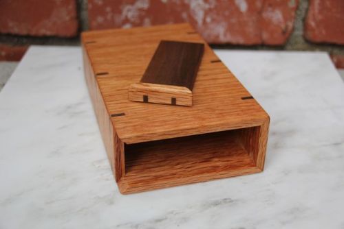 Hand-made Tarot Deck Slide-Top Box made from Red Oak &amp; Poplar Heartwood.Only one ever made. This