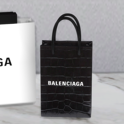 xplatinumxluxexsimsx: Balenciaga Shopping Phone Holder BagSmall & cute (being a phone holder a